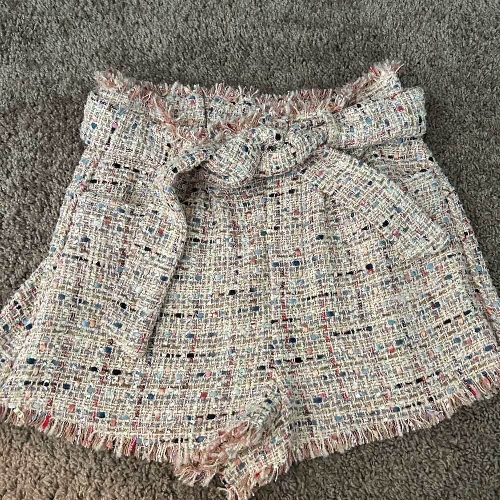 Iro Tweed Pattern Mini Shorts - image 1